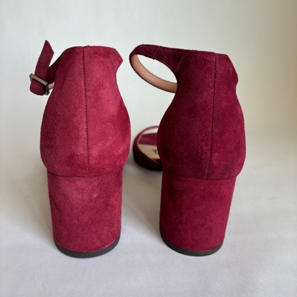 Sam Edelman Susie Red Suede Open Toe Ankle Strap Block Heels Sandals size 8.5 - Picture 8 of 10